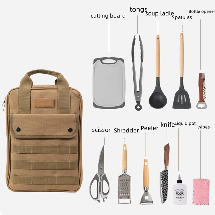 Camping Cooking Utensil Organizer - Ensemble d'accessoires d'ustensiles de cuisine pour