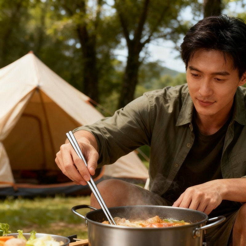 Camping No Cooking Meals - Baguettes portables durables en titane, 23,5