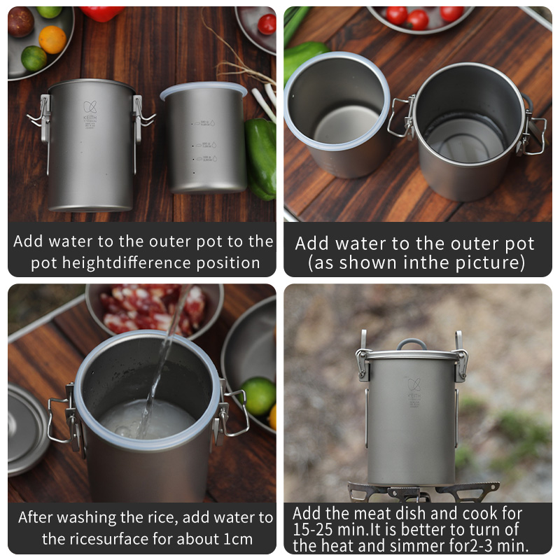 Casserole à riz en titane pur  - Camping Cooking Ware avis et prix