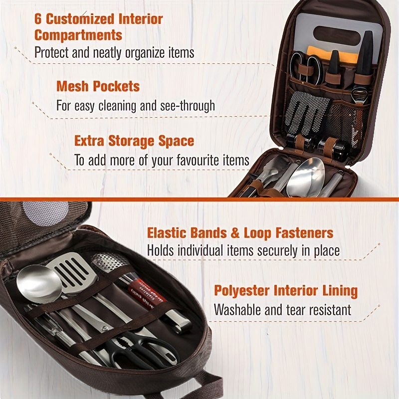 Sac de rangement pour cuisine  - Camping Cooking Utensil Organizer avis et prix