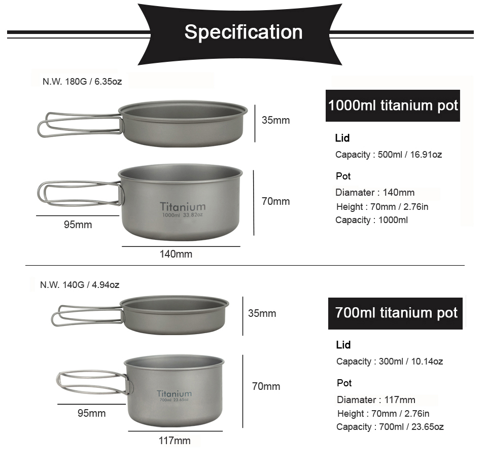 APG-Poêle en titane ultralégèr - Camping Cooking Set Stainless Steel avis et prix