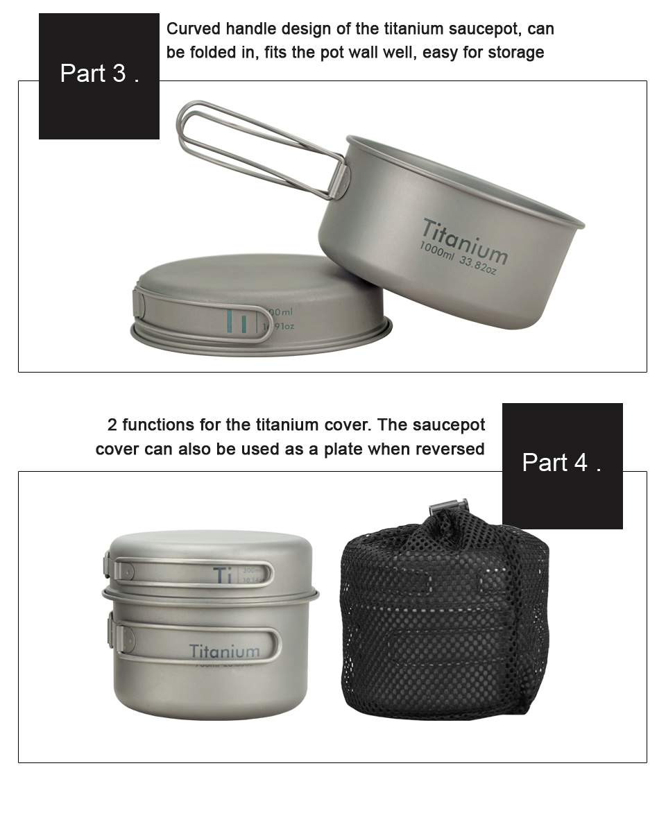 APG-Poêle en titane ultralégèr - Camping Cooking Set Stainless Steel avis et prix