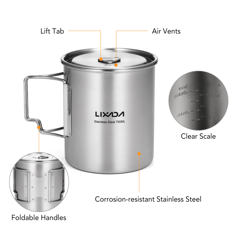 VEXADA-Tasse à eau en acier in - Camping Cooking Cup avis et prix