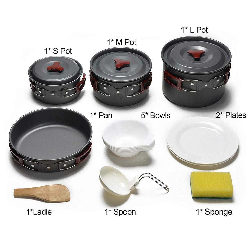 Kit de batterie de cuisine de  - Camping Cooking Set Stainless Steel avis et prix