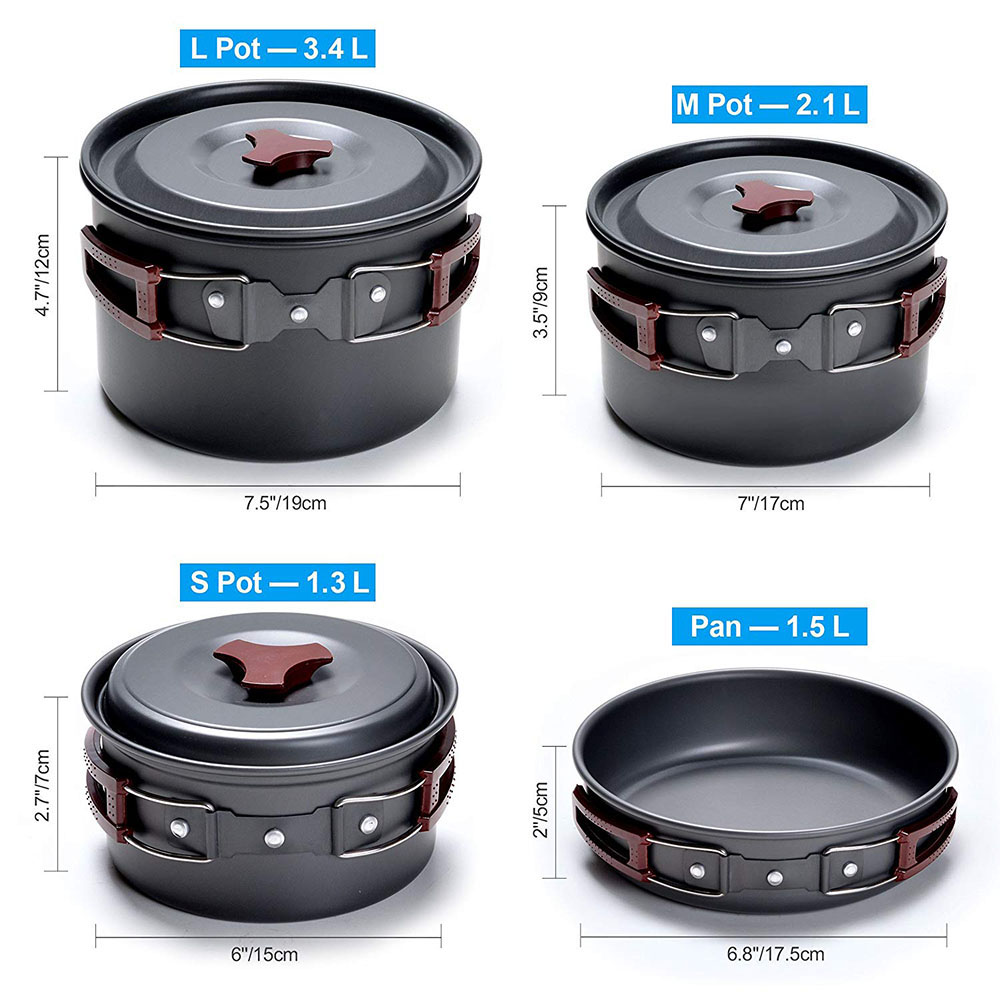 Kit de batterie de cuisine de  - Camping Cooking Set Stainless Steel avis et prix
